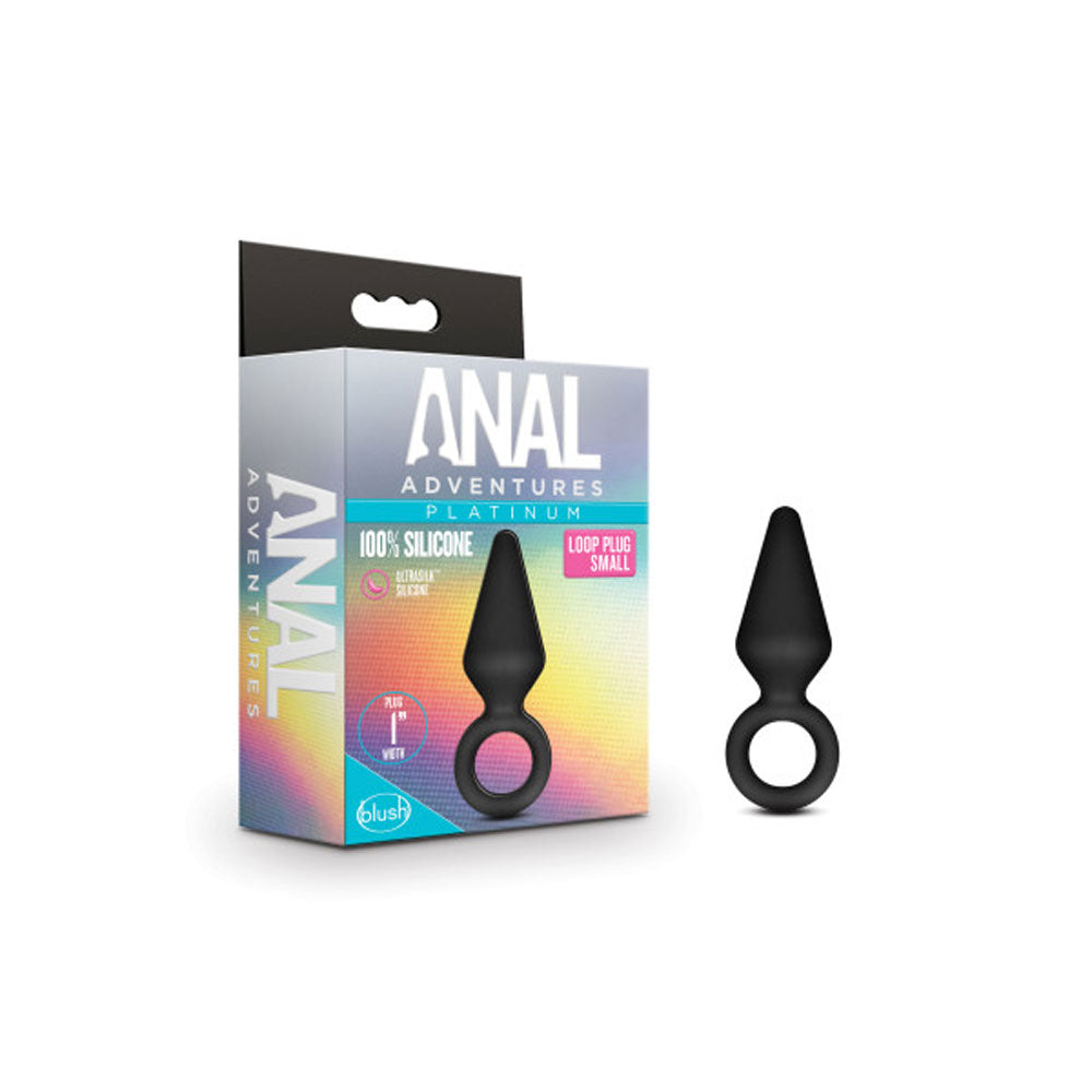 Anal Adventures - Platinum - Silicone Loop Plug - Small - Black Blush