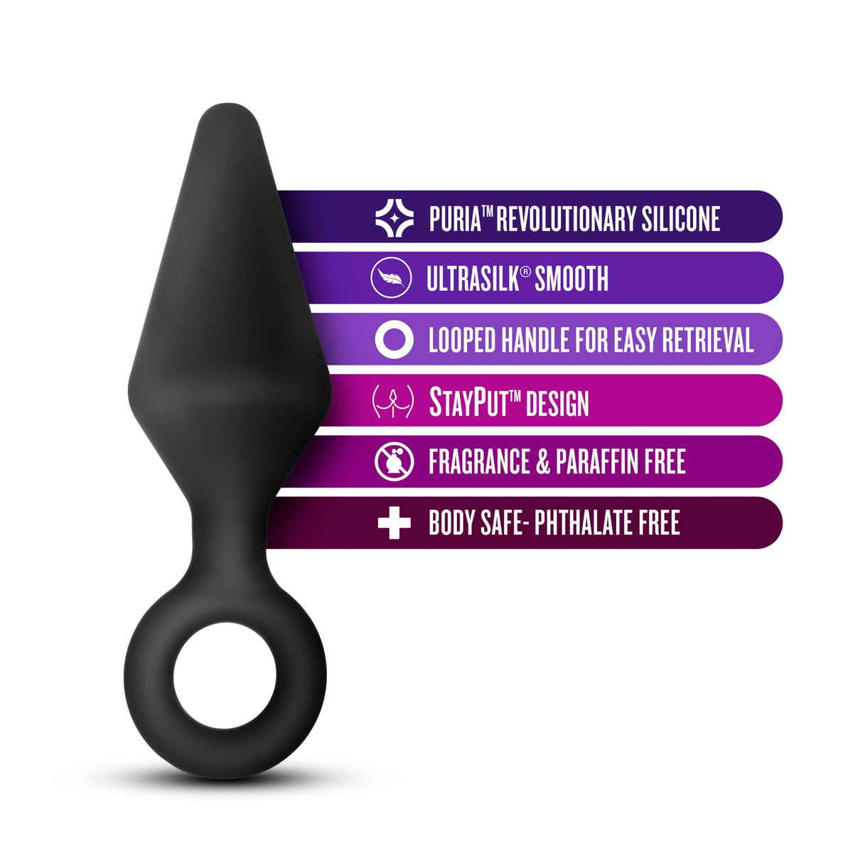 Anal Adventures Platinum - Silicone Loop Plug -  Large - Black Blush