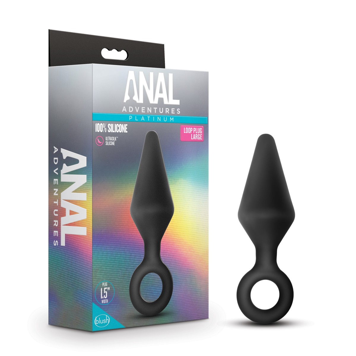 Anal Adventures Platinum - Silicone Loop Plug -  Large - Black Blush