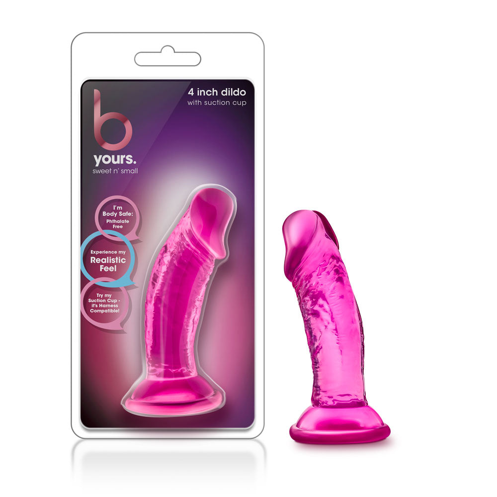 B Yours - Sweet n' Small 4 Inch Dildo With  Suction Cup - Pink Blush