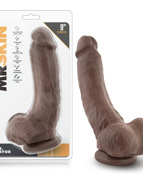 Dr. Skin - Mr. Mayor 9 Inch Dildo With Suction  Cup - Chocolate Blush