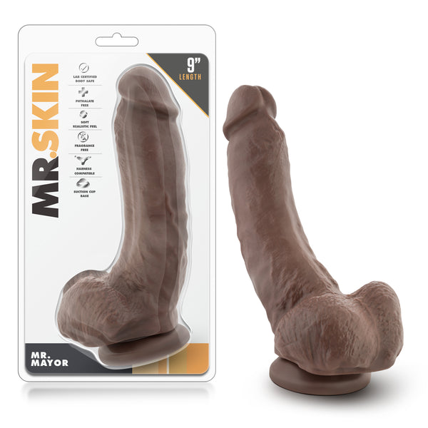 Dr. Skin - Mr. Mayor 9 Inch Dildo With Suction  Cup - Chocolate Blush