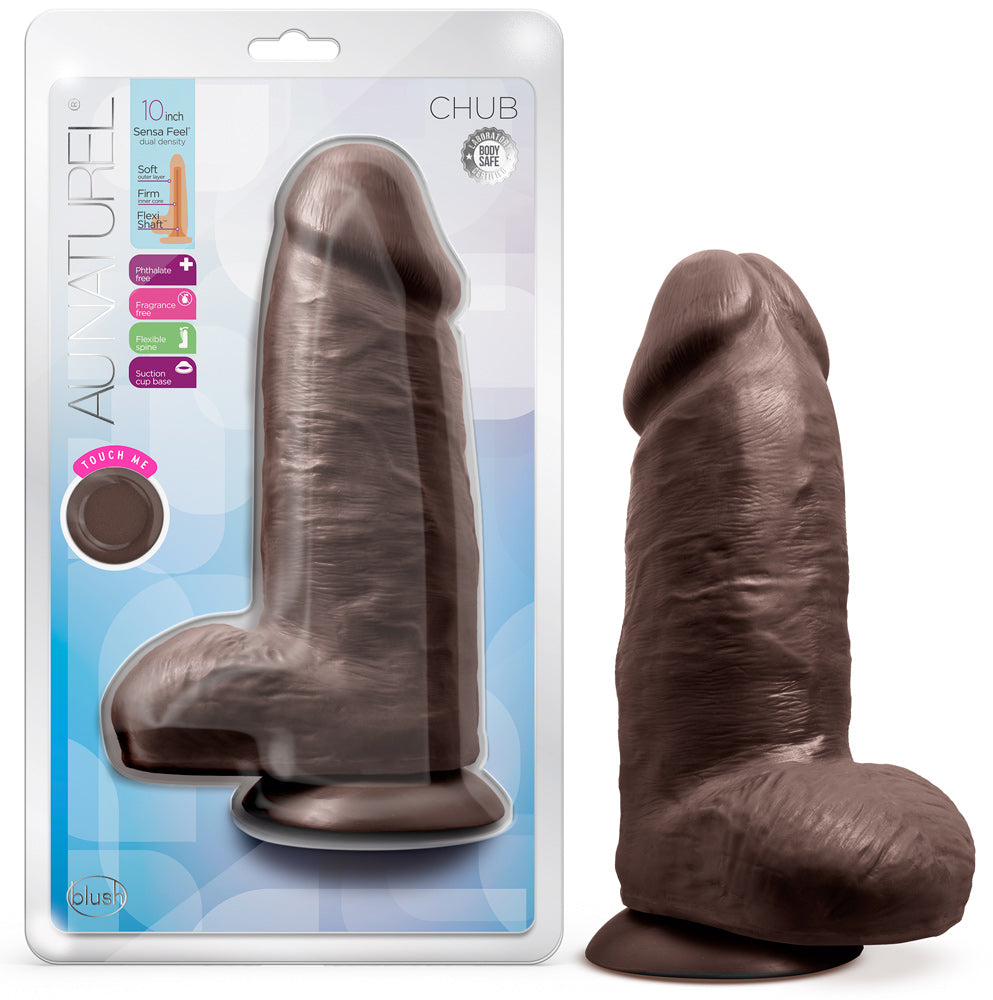 Au Naturel - Chub - 10 Inch Dildo - Chocolate Blush