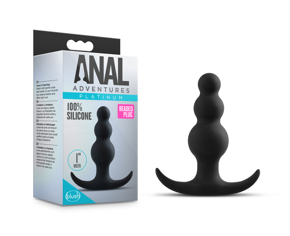 Anal Adventures Platinum - Beaded Plug - Black Blush