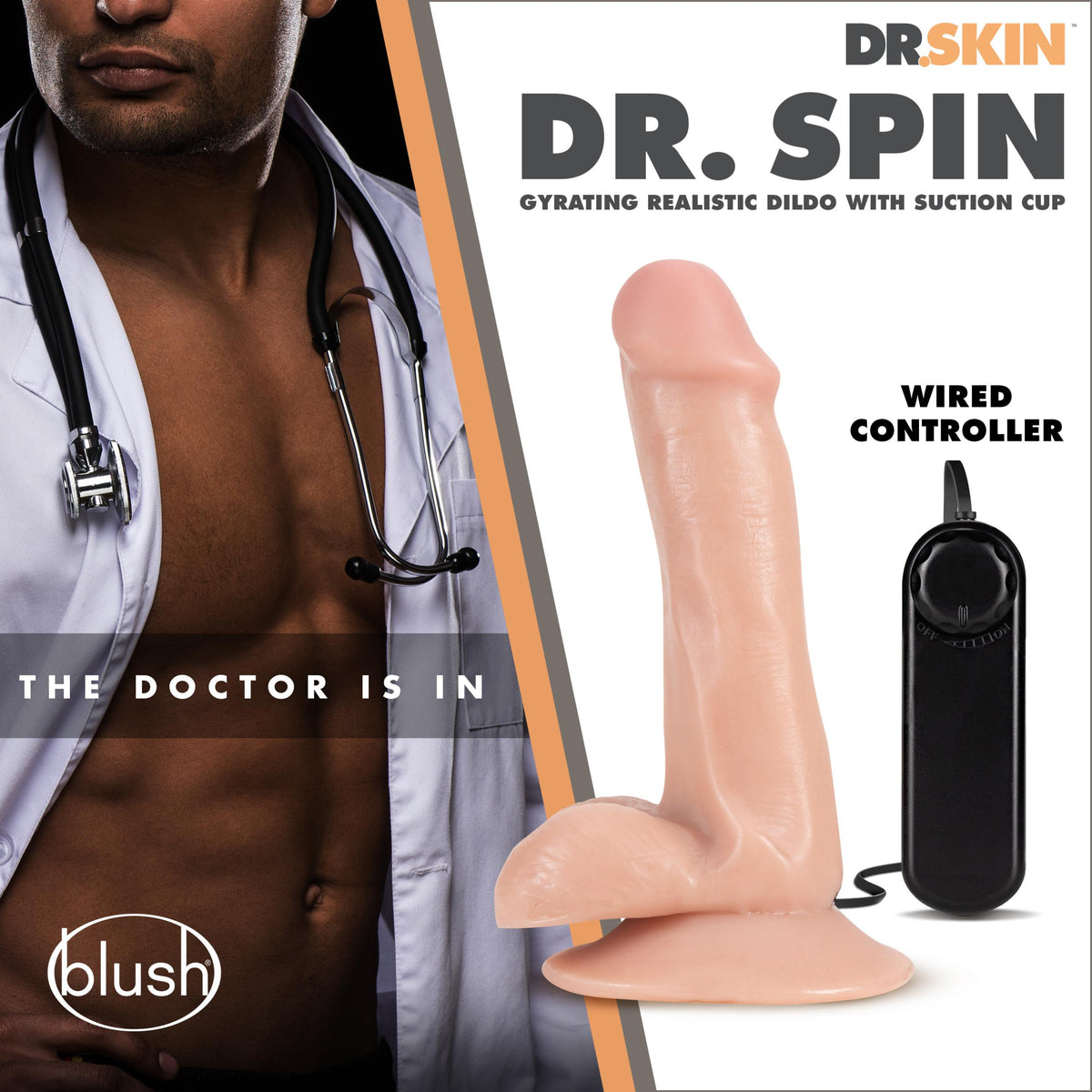 Dr. Skin - Dr. Spin - 6 Inch Gyrating Realistic Dildo - Vanilla Blush