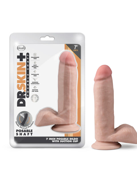 Dr. Skin Plus - 7 Inch Posable Dildo With Balls Blush