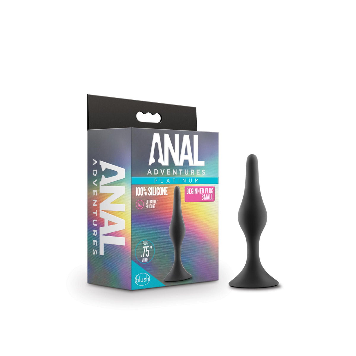 Anal Adventures Platinum - Silicone Beginner Plug  - Small - Black Blush