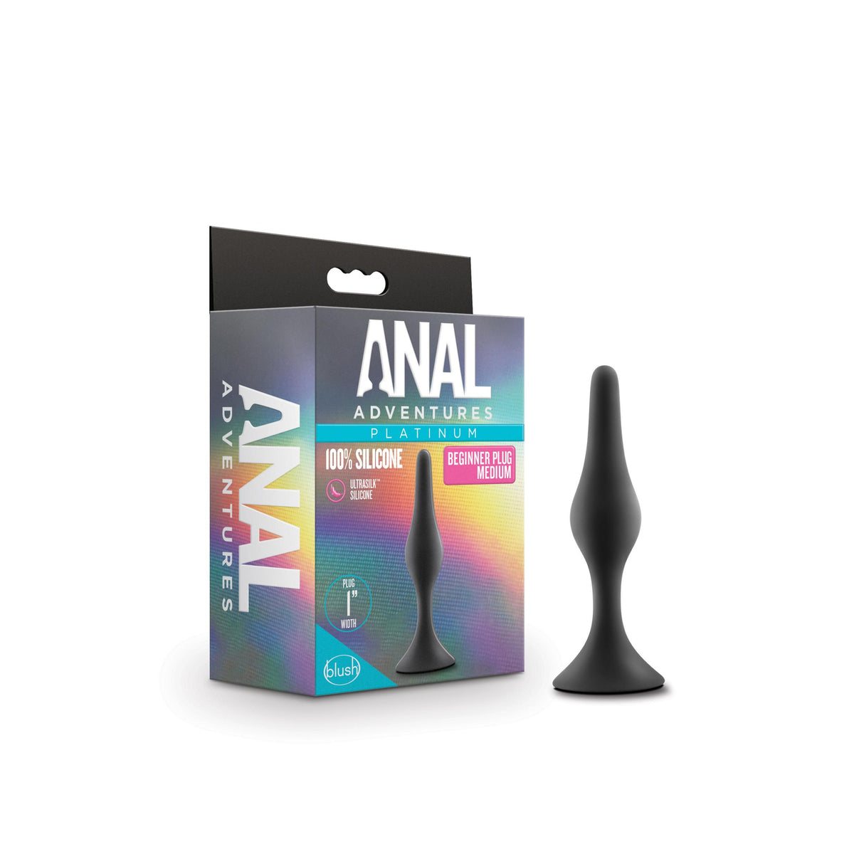 Anal Adventures Platinum - Silicone Beginner Plug  - Medium - Black Blush