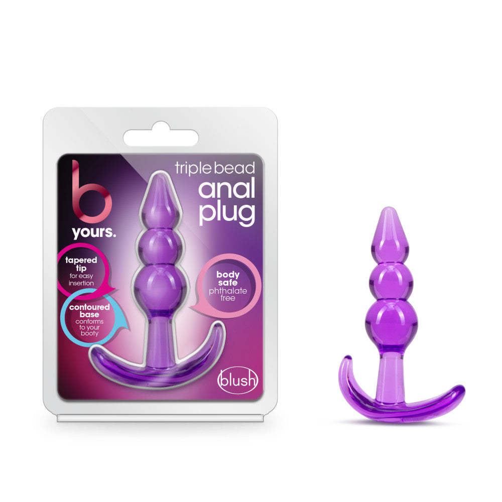 B Yours - Triple Bead Anal Plug - Purple Blush