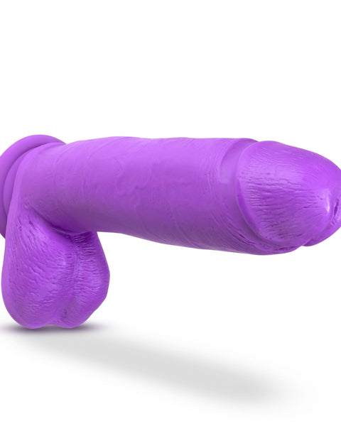 Neo Elite - 10 Inch Silicone Dual Density Cock  With Balls - Neon Purple Blush