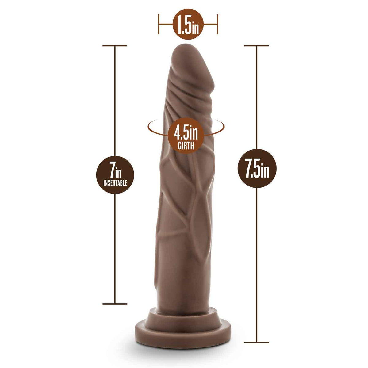 Dr. Skin Silicone - Dr. Carter - 7 Inch Dong With  Suction Cup - Chocolate Blush