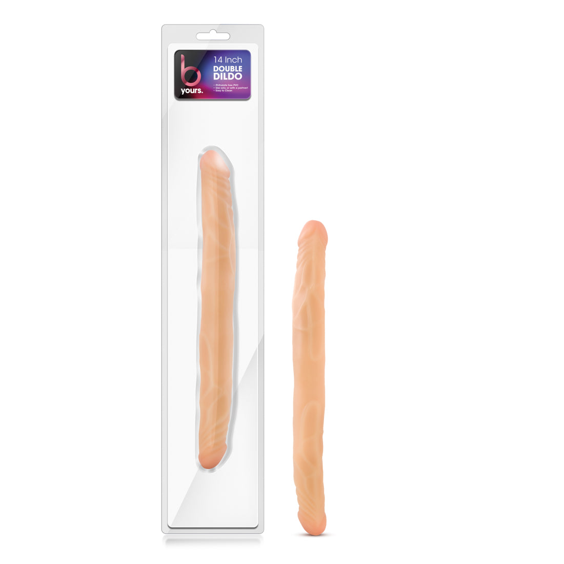 B Yours 14 Inch Double Dildo - Beige Blush