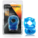 Stay Hard Reusable 5 Function Vibrating Cock Ring - Blue Blush