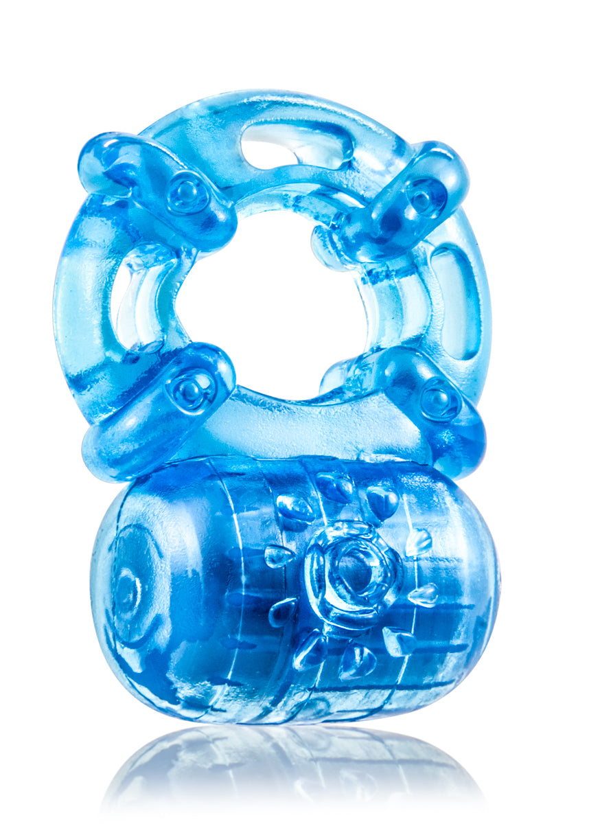 Stay Hard Reusable 5 Function Vibrating Cock Ring - Blue Blush