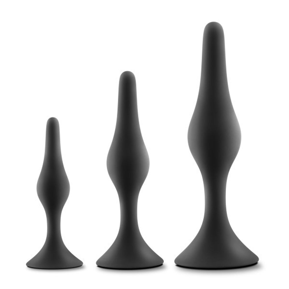 Anal Adventures Platinum - Silicone Beginner Plug  Kit - Black Blush