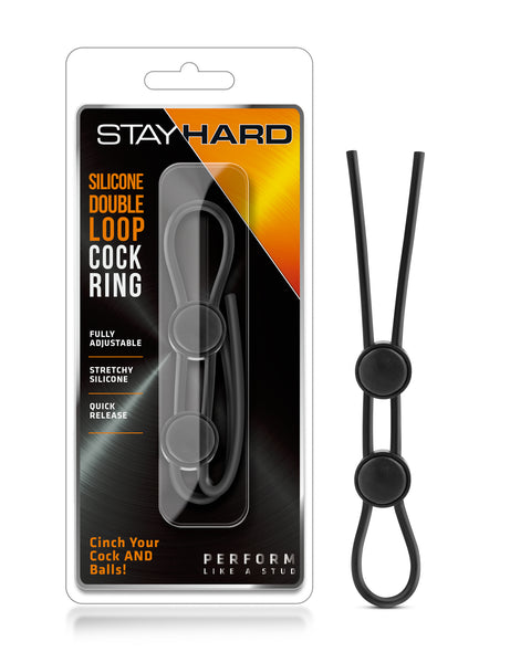 Stay Hard - Silicone Double Loop Cock Ring  - Black Blush