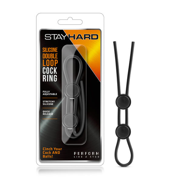 Stay Hard - Silicone Double Loop Cock Ring  - Black Blush