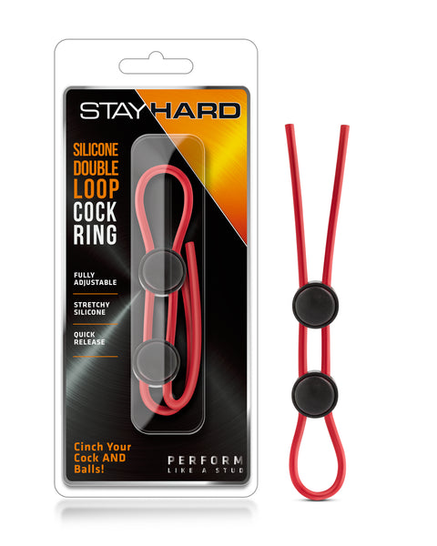 Stay Hard - Silicone Double Loop Cock Ring  - Red Blush