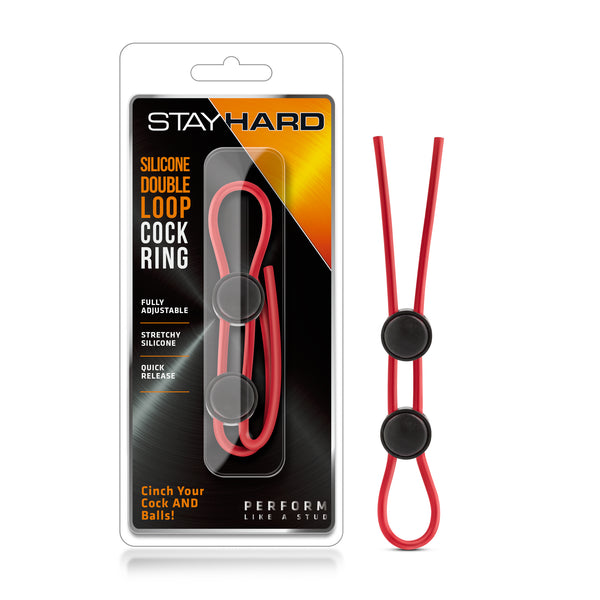 Stay Hard - Silicone Double Loop Cock Ring  - Red Blush