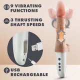 Dr. Skin Silicone - Dr. Hammer - 7 Inch Thrusting  Dildo With Handle - Beige Blush