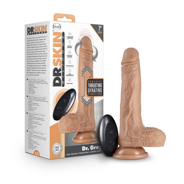 Dr. Skin Silicone - Dr. Grey - 7 Inch Thrusting  Dildo - Vanilla Blush