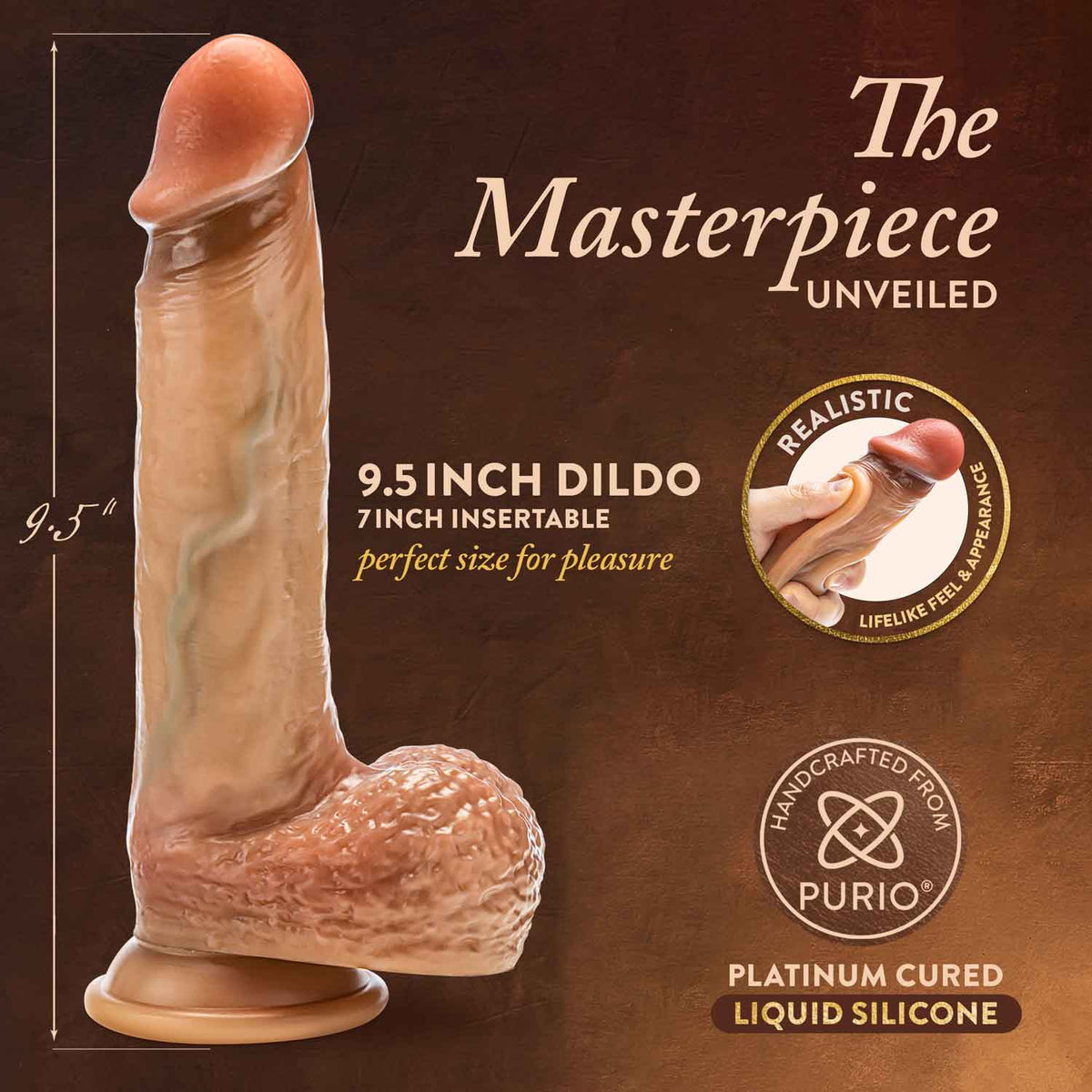 Renaissance - Raphael - 9.5 Inch Sliding Foreskin  Dildo With Squeezable Balls - Tan Blush