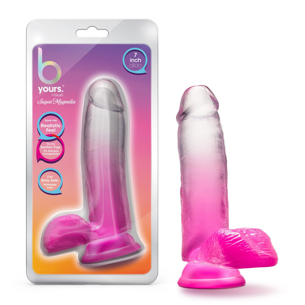 B Yours - Sugar Magnolia - 7 Inch Dildo - Fuchsia Blush