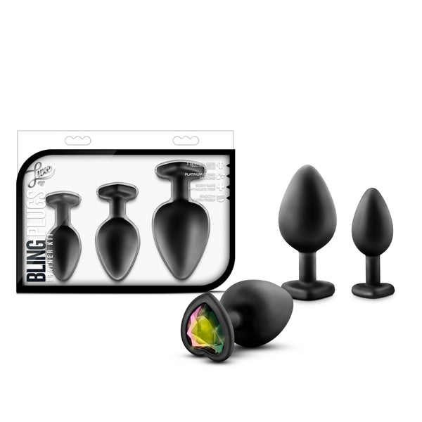 Luxe - Bling Plugs Training Kit - Black With Rainbow Gems Blush