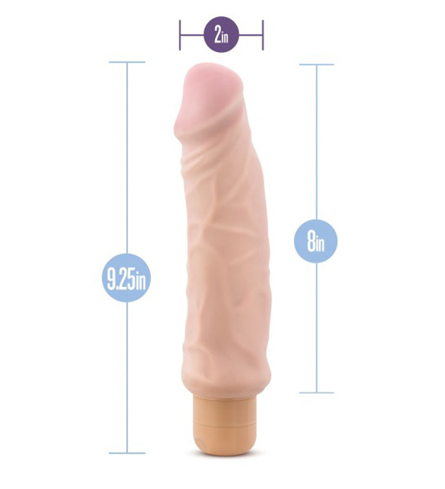 X5 Plus - Hard on Vibrating 9 Inch Dildo - Natural Blush