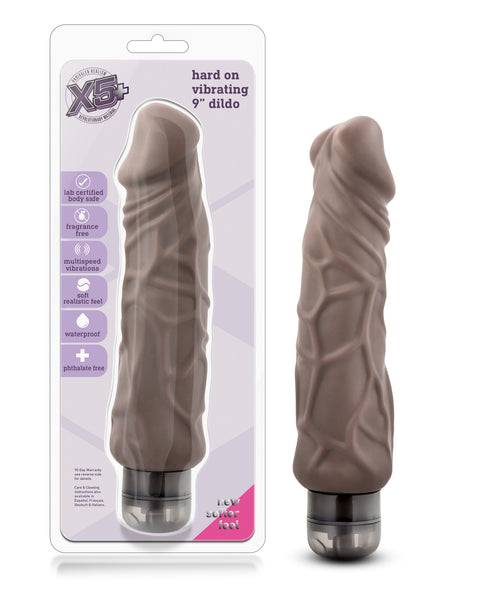 X5 Plus - Hard on Vibrating 9 Inch Dildo - Brown Blush