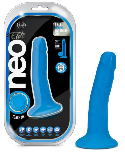 Neo Elite - 6 Inch Dual Density Cock - Neon Blue Blush