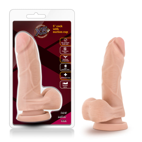 X5 5 Inch Cock With Suction Cup Dildo Blush