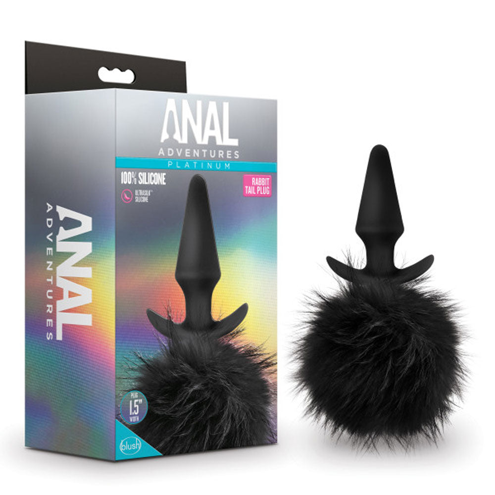 Anal Adventures - Platinum - Rabbit Tail  Plug -  Black Blush