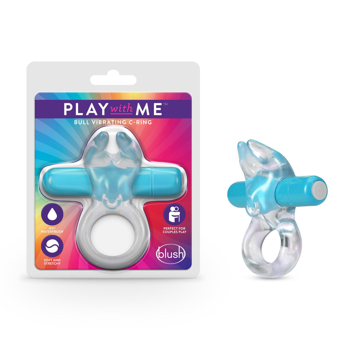 Play With Me  Bull Vibrating C-Ring - Blue Blush