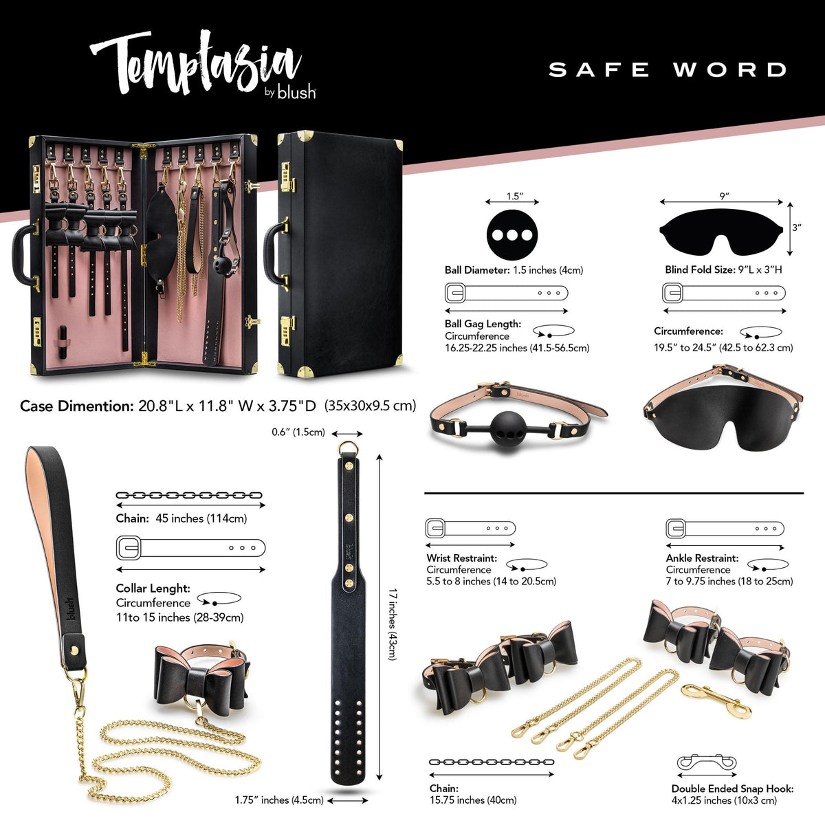 Temptasia - Safe Word - Bondage Kit With Suitcase  - Black Blush