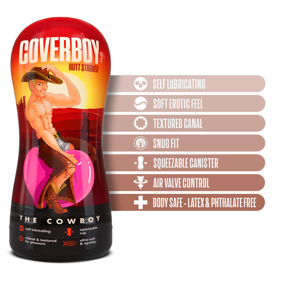 Loverboy - Cowboy - Self Lubricating Stroker -  Beige Blush