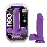 Neo Elite - 8 Inch Silicone Dual Density Cock  With Balls - Neon Purple Blush