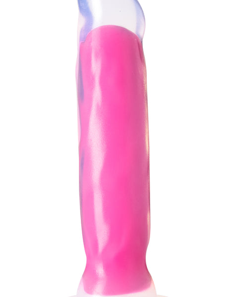 Neo Elite Glow in the Dark - Marquee - 8 Inch  Silicone Dual Density Dildo  - Neon Pink Blush