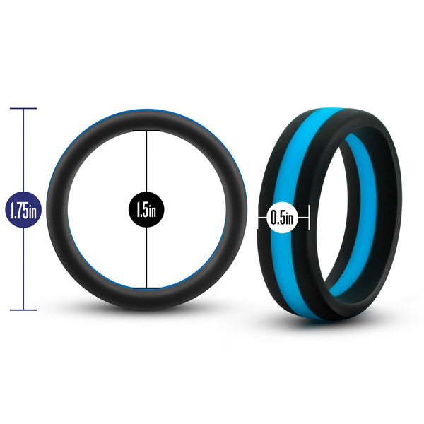 Performance - Silicone Go Pro Cock Ring -  Black/blue/black Blush