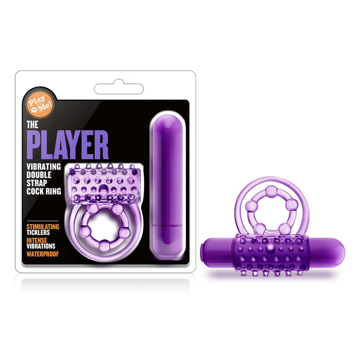 Play With Me - the Player - Vibrating Double Strap Ring - Purple Blush