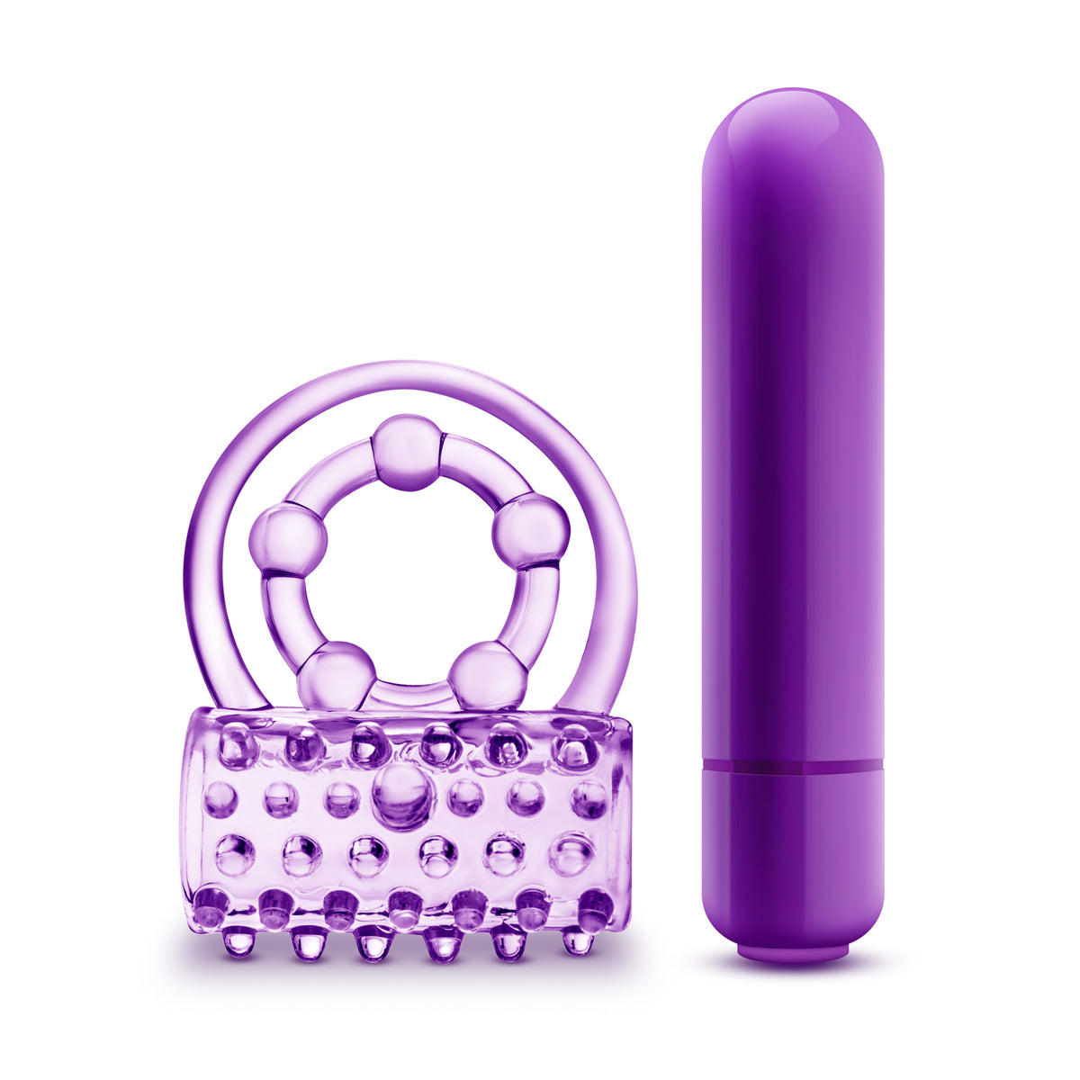 Play With Me - the Player - Vibrating Double Strap Ring - Purple Blush