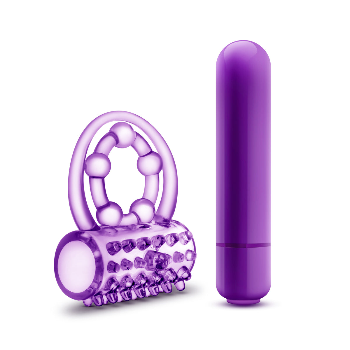 Play With Me - the Player - Vibrating Double Strap Ring - Purple Blush