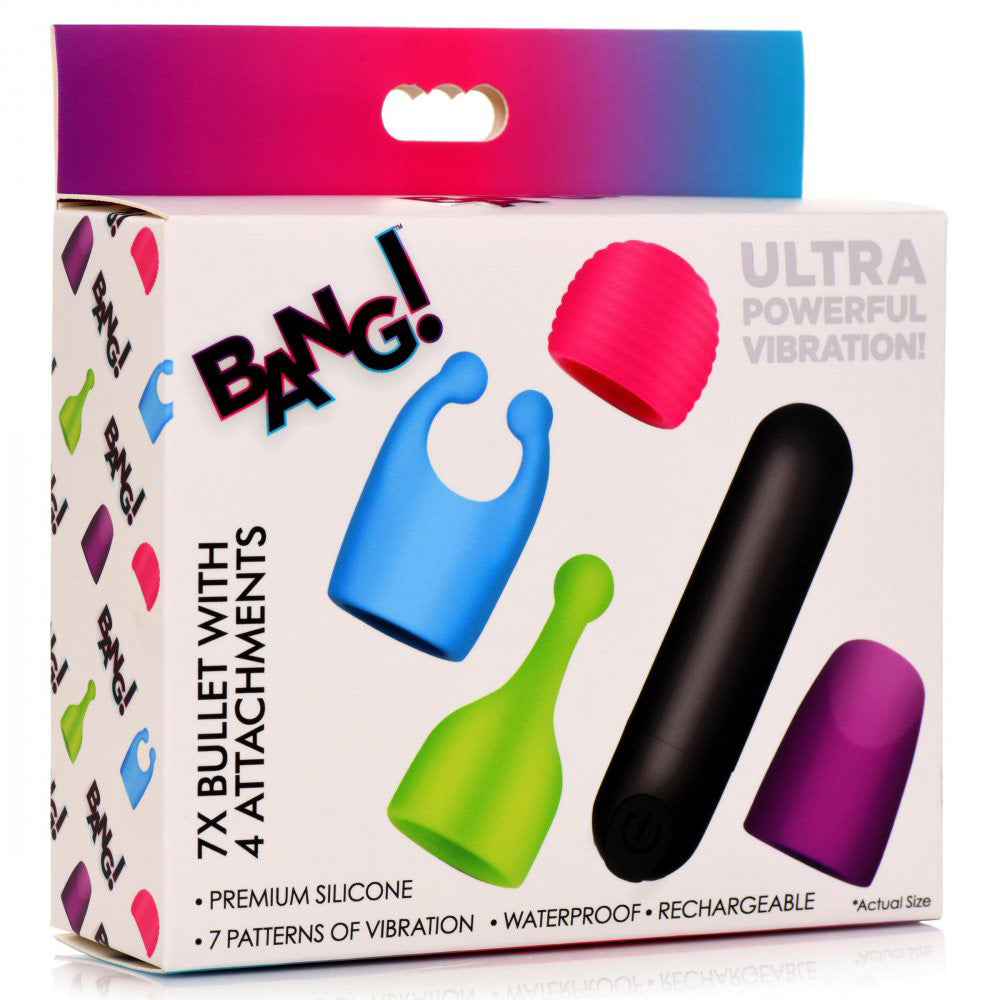 Bang - Rechargeable Bullet With 4 Attachments XR Brands Bang