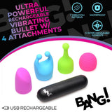 Bang - Rechargeable Bullet With 4 Attachments XR Brands Bang