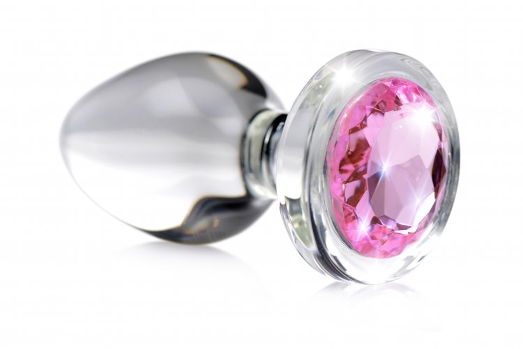 Pink Gem Glass Anal Plug - Small XR Brands Booty Sparks