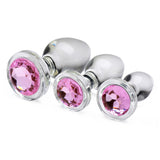 Pink Gem Glass Anal Plug Set XR Brands Booty Sparks