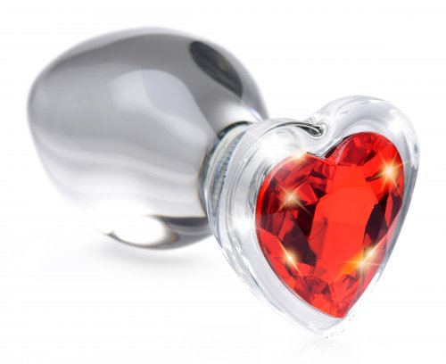 Red Heart Gem Glass Anal Plug - Large XR Brands Booty Sparks