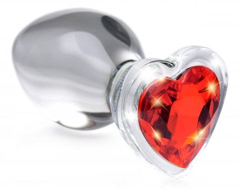 Red Heart Gem Glass Anal Plug - Medium XR Brands Booty Sparks