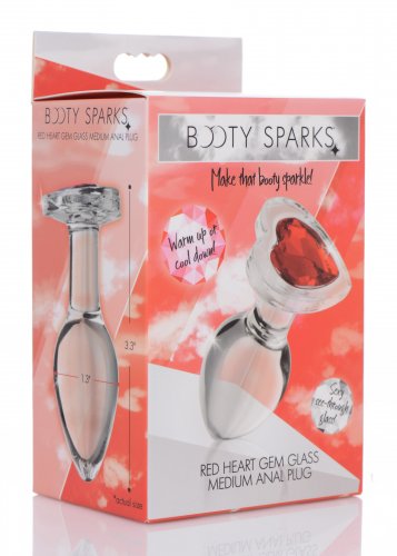 Red Heart Gem Glass Anal Plug - Medium XR Brands Booty Sparks