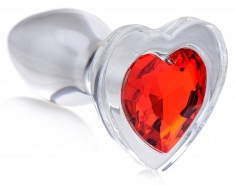 Red Heart Gem Glass Anal Plug - Small XR Brands Booty Sparks